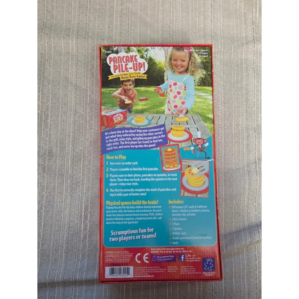 Educational Insights Pancake Pile-Up! Relay Race Game Preschool NEW
